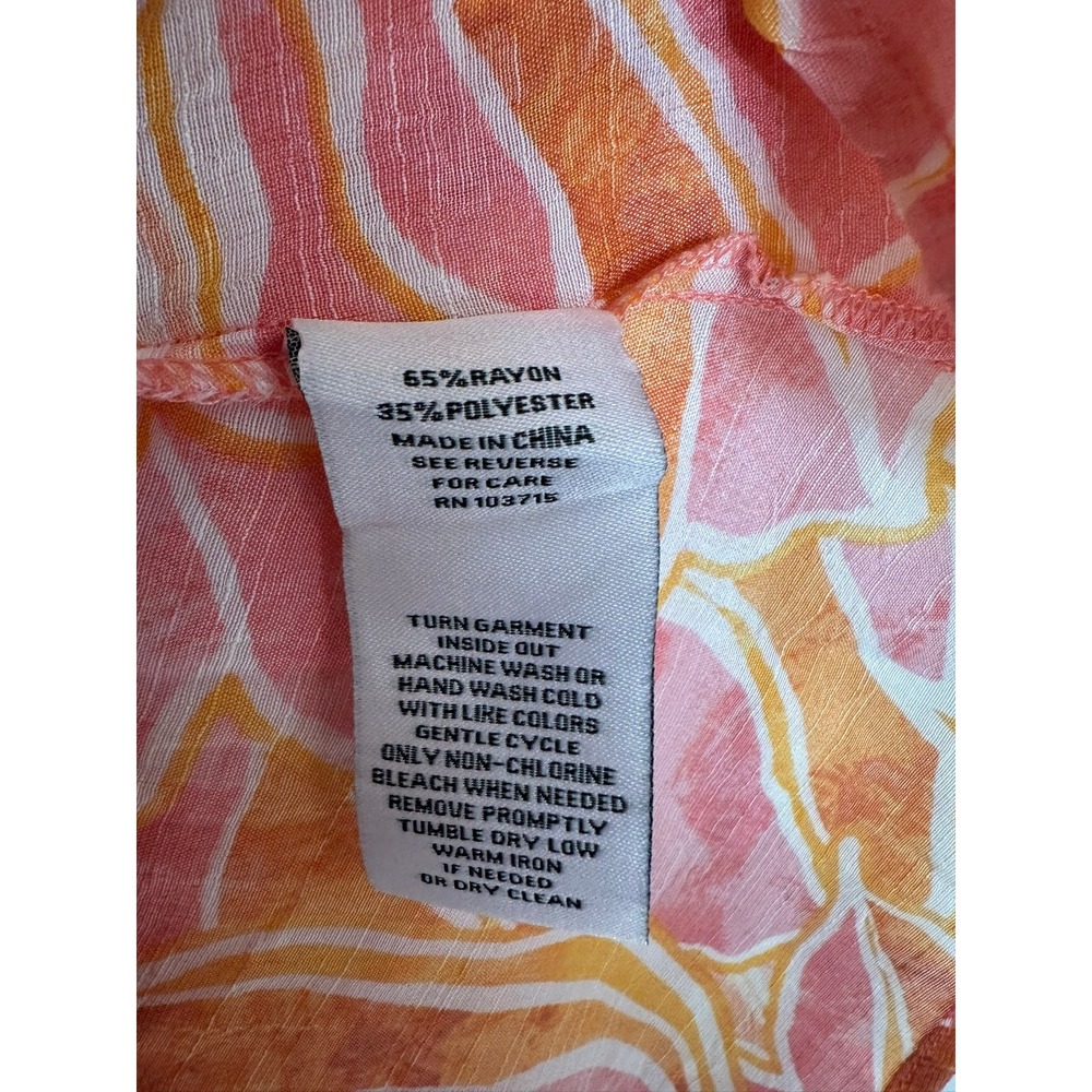 Nanette Lepore Orange  & Pink Floral Ruffle Sleeve‎ Top - Medium - Picture 4 of 8